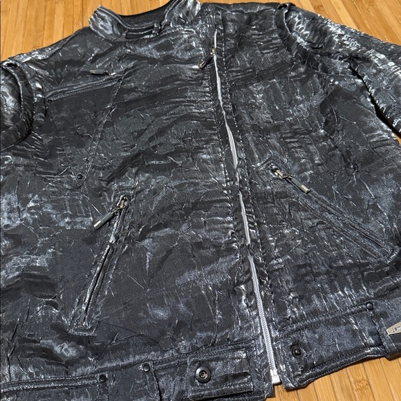 Jamie Sadock Black and Silver Crinkle Moto Jacket - Picture 5 of 7